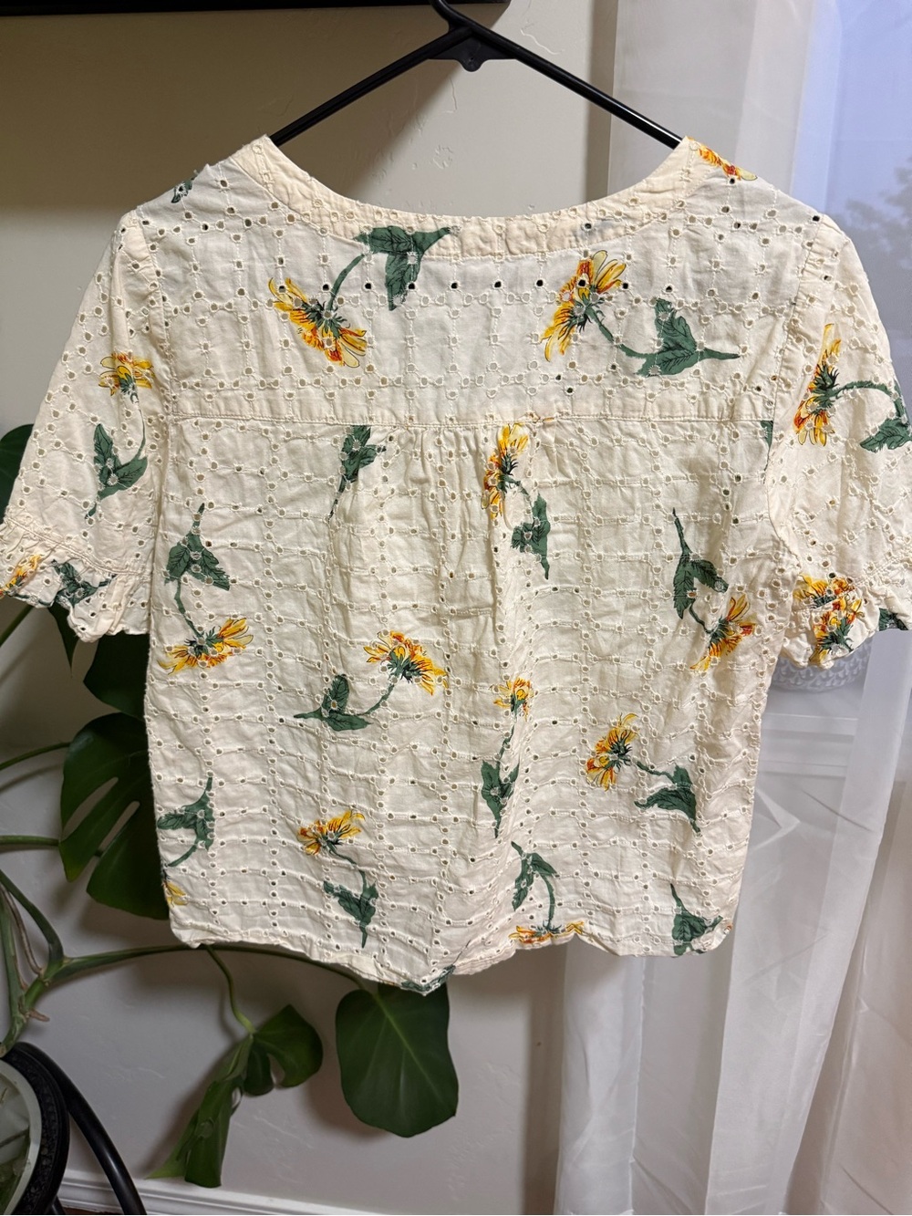 Madewell Cream Eyelet Button-Front Sunflower Blouse - Picture 2 of 5